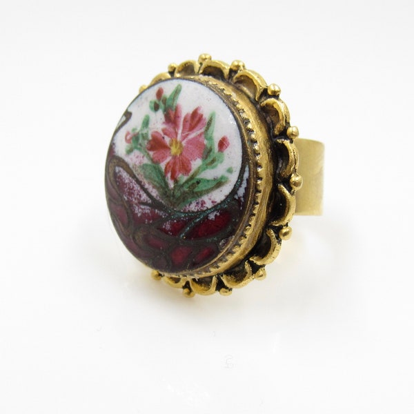 bague vintage Grand bouton de fleur de rose