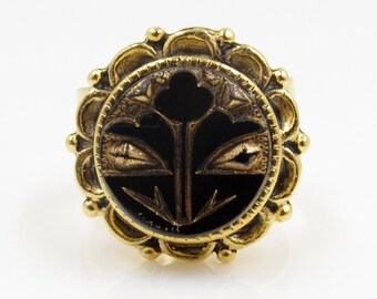 Vintage Tulip Button Ring