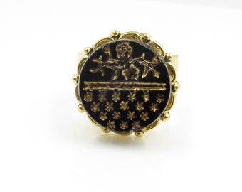 Small Adjustable Vintage Button Ring
