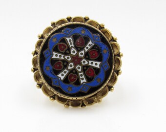 Vintage Red, White and Blue  Button Ring