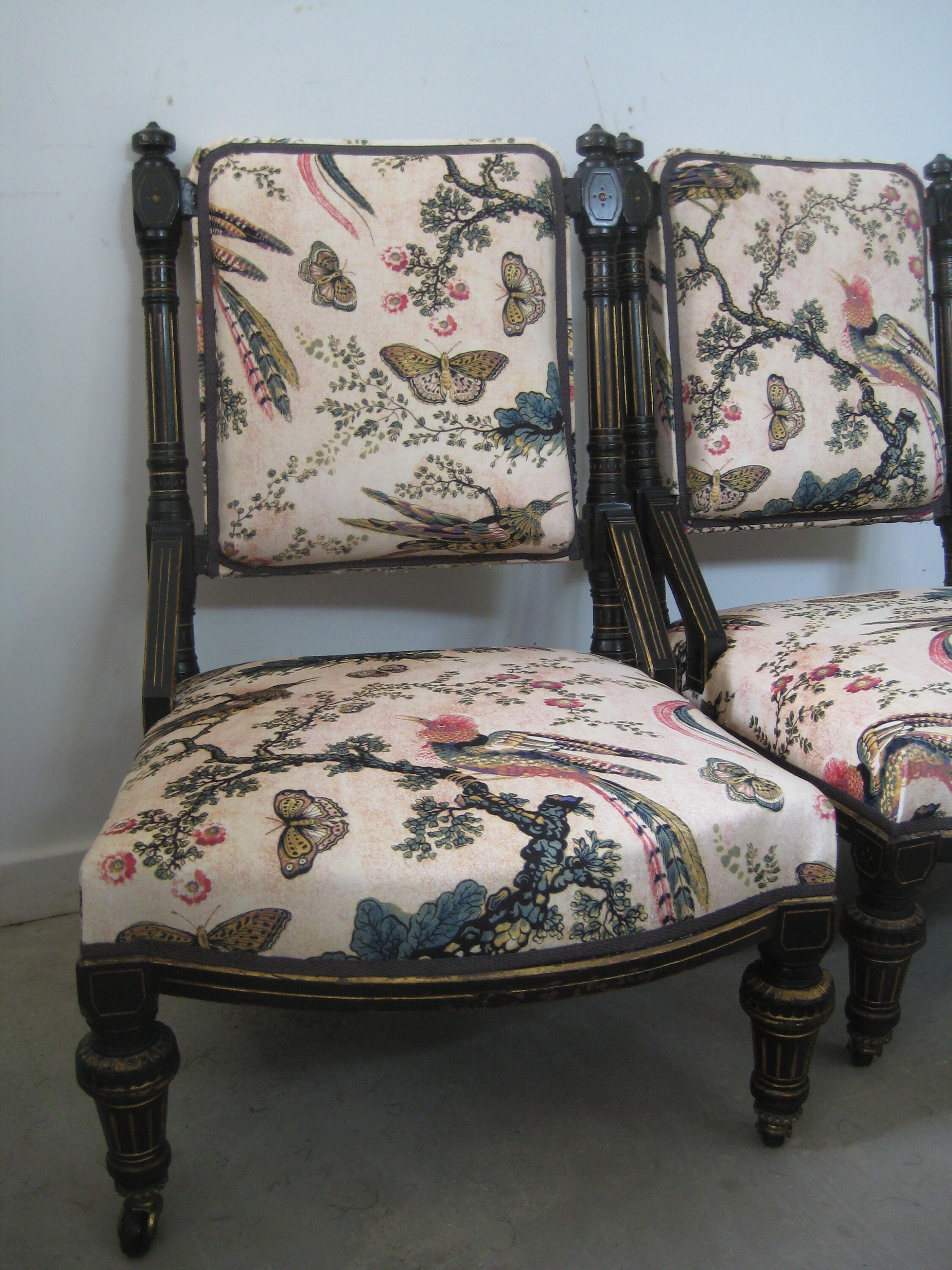 Pair of Antique Victorian Aesthetic Movement Ebonised and Gilt Salon ...