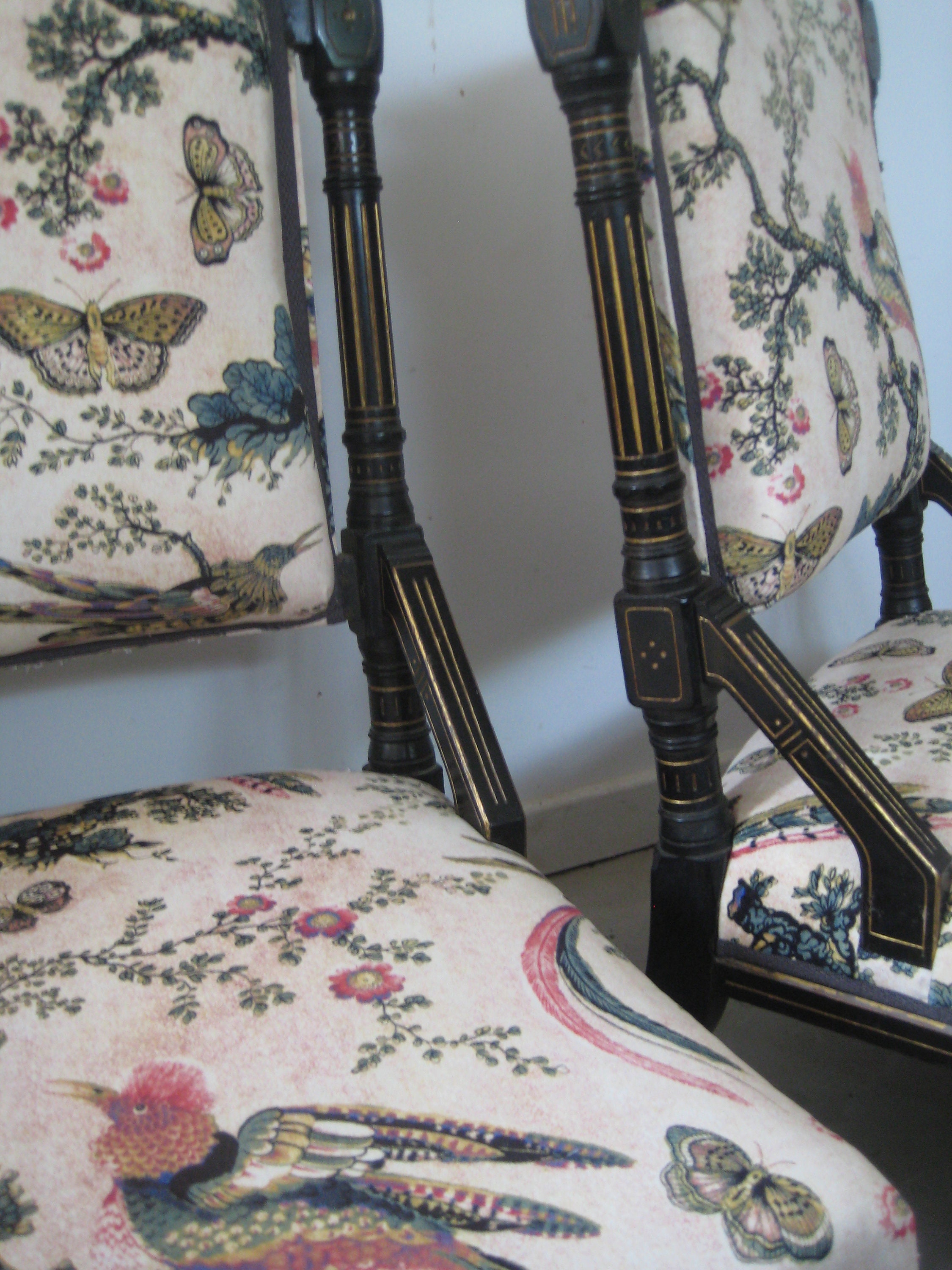 Pair of Antique Victorian Aesthetic Movement Ebonised and Gilt Salon ...