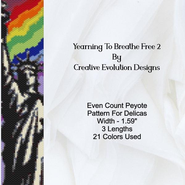 Beading Pattern - Even Count Peyote Bracelet - Yearning to Breathe Free 2 (3 lengths)