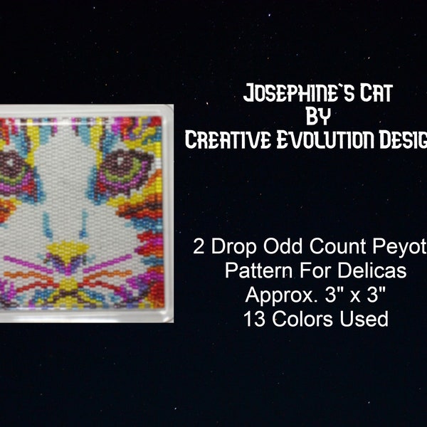 Beading Pattern - 2 Drop Odd Count Peyote - Josephine's Cat (coaster)