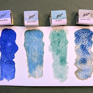 Handmade Watercolour Paint Set, Granulation Party, 4 Half Pans, Artist Quality Pigment, Independent Maker UK
