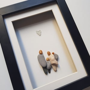 Christmas Gift, Pebble Art, Family of 4, Gift for Mom, Gift for Dad, Family of Four, Parents with Two Children, Gift for Wife