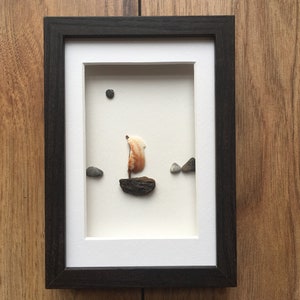 Pebble Art Sailboat, Pebble Picture, Father&#39;s Day Gift, Romantic Gift, Nautical Art, Gift for Him, Gift for Her