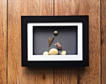 Unique Gift, Pebble Art Picture, Nature Lover Gift, Bird Lover Gift, Gift for Her, Housewarming Gift, Wall Art, Rock Art, Stone Art