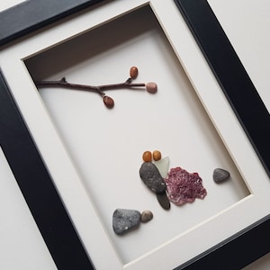 Pebble Art Couple, Gift for Her, Valentine&#39;s Day Gift, Pebble Picture Framed, Gift for Wife, Engagement Gift, Romantic Gift, Wall Art