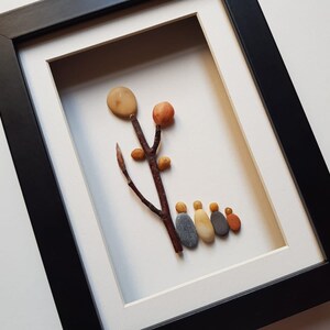 Pebble Art, Christmas Gift , Pebble Picture, Gift for Mom, Family of Four, Parents with Two Kids, Gift for Her, Gift for Dad, Unique Gift