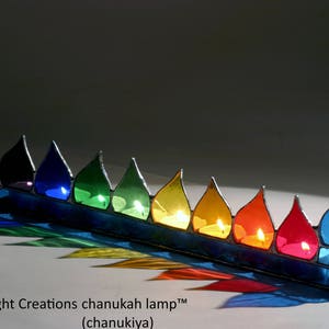 Chanukiya-Menorah - Hanukkah - Stained glass - Colorful glass menorah -rainbow Hanukkiah - Chanukia Hanukka lamp