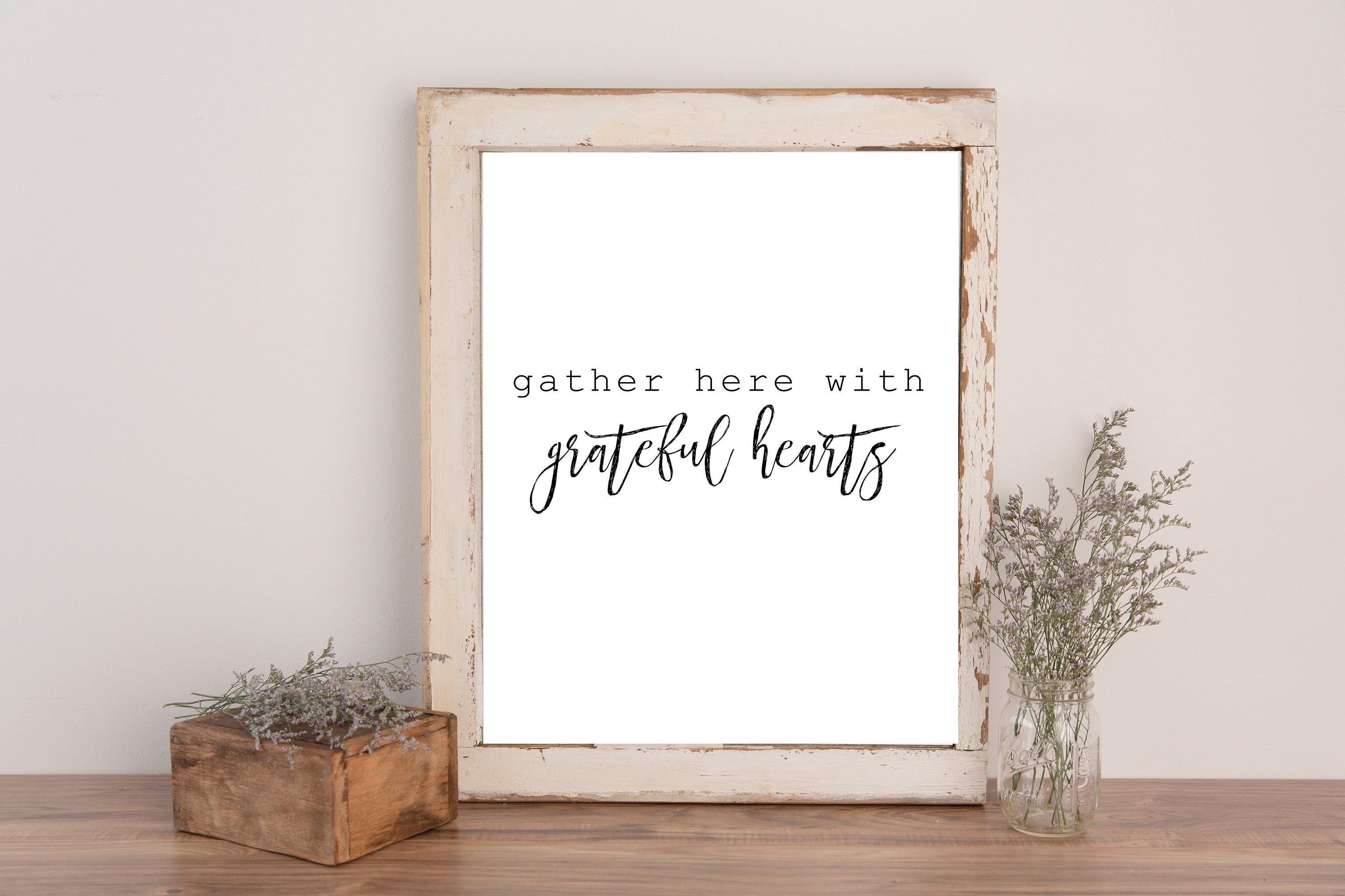 Gather Here With Grateful Hearts | Rustic Farmhouse Decor | Printable ...