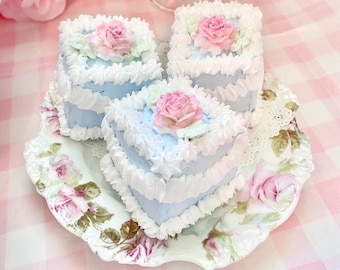 Faux Blue Tea Cakes, Pastel Patriotic Tier Tray Decor, Pink Kitchen Decor, Marie Antoinette Decor, Photo Prop