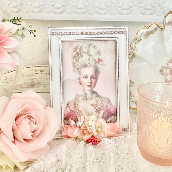 Vintage Shabby Chic Young Marie Antoinette Framed Print Shabby Chic Cottage Decor Special Gift Pink Marie