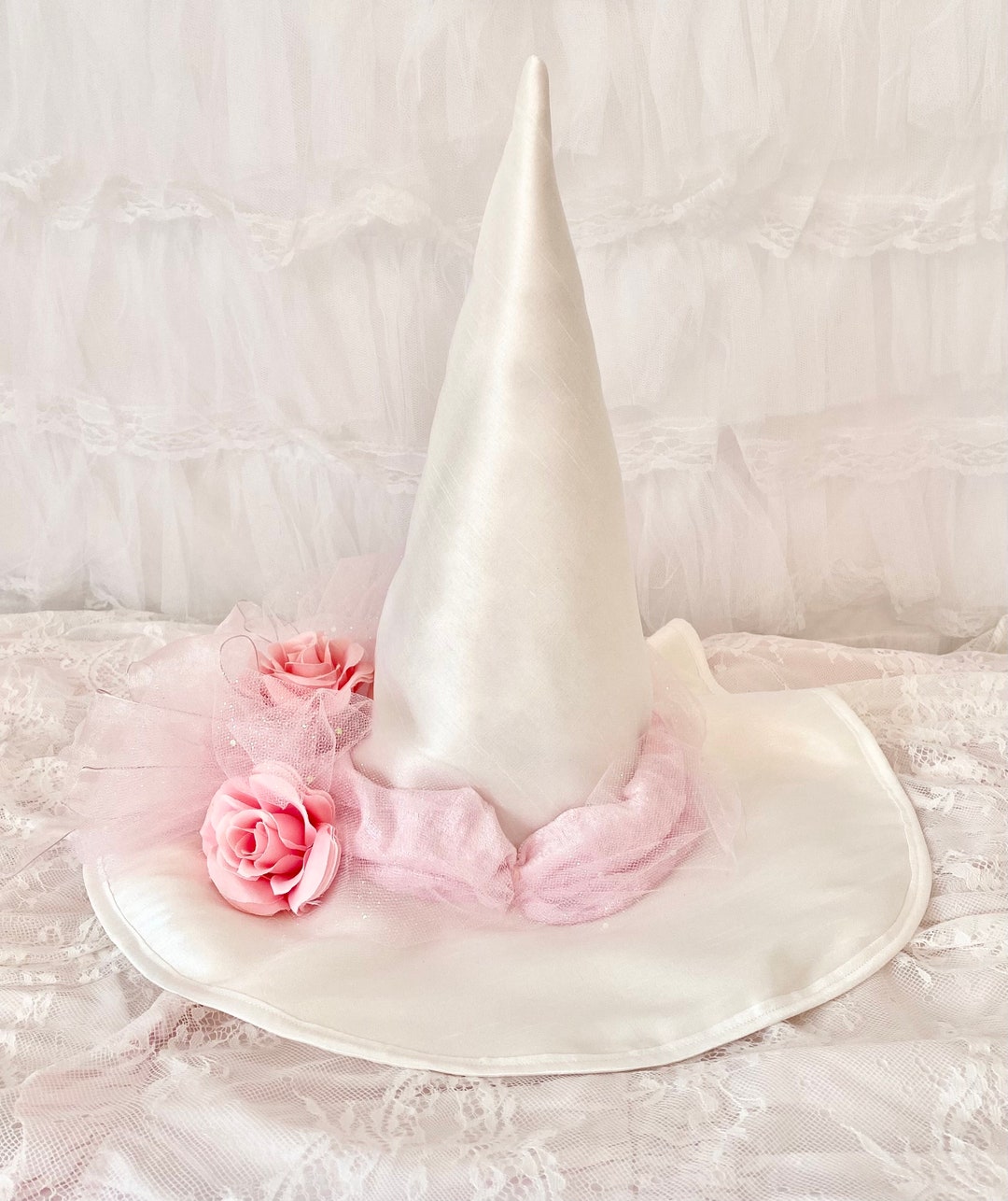 Pink Witch Hat White Witches Hat Shabby Chic Halloween Etsy