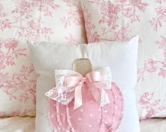Romantic Pink Pumpkin Accent Pillow