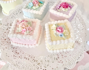 Pastel Floral Faux Teacakes, Spring Kitchen Decor, Easter Sweets Display, Photo Props, Not Edible