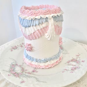 White Faux Cake, Patriotic Cake, Petite Fake Cake, Lambeth Cake, Sweets Display, Faux Display Cake, Regency Era, Pink USA Decor, Photo Prop