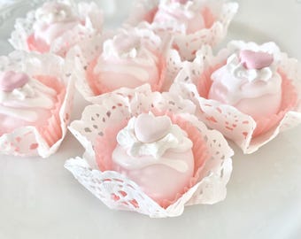 Faux Pink Heart Bon Bons, Valentine Tier Tray Decor, Marie Antoinette Sweets Display