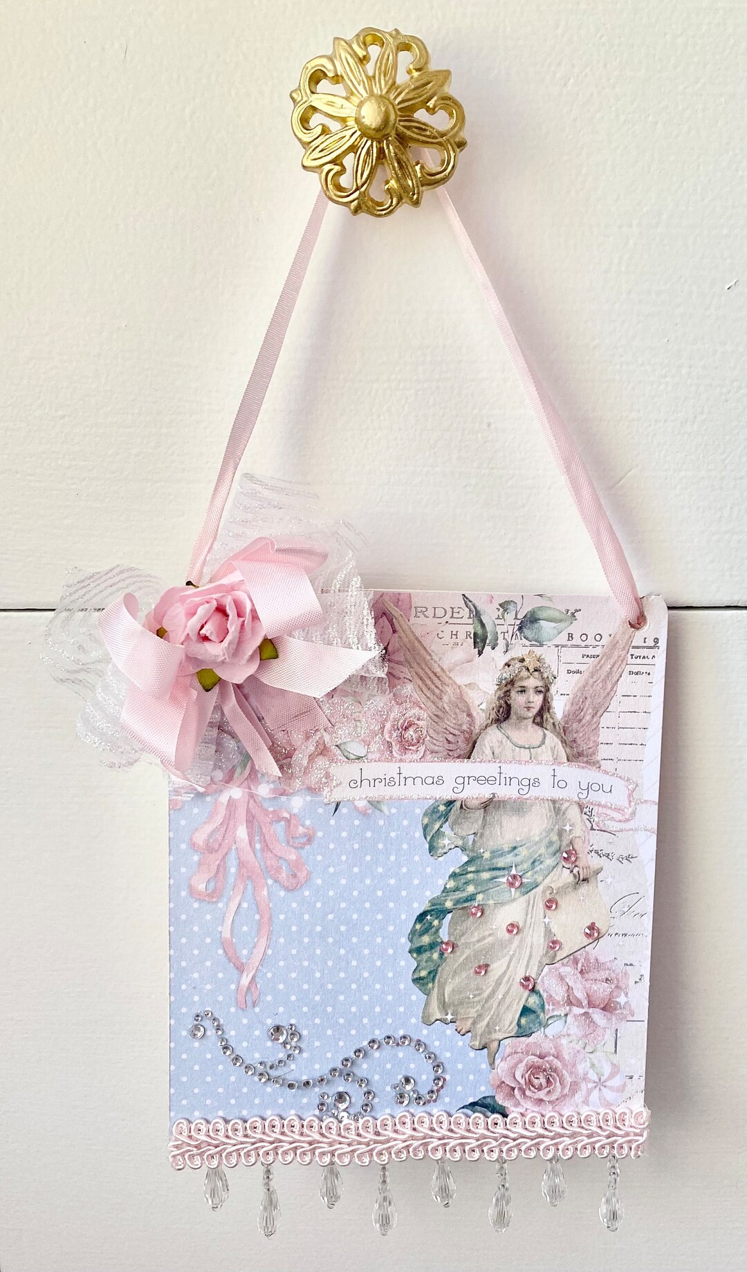 Pink and Blue Christmas Ornaments Bundle Shabby Chic Decor Etsy