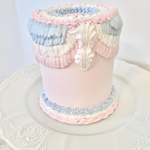 Pink Faux Cake, Patriotic Cake, Petite Fake Cake, Lambeth Cake, Sweets Display, Faux Display Cake, Photo Prop, Regency Era, Pink USA Decor