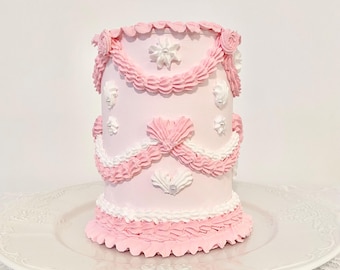 Pink Faux Lambeth Cake, Bridgerton Inspired, Marie Antoinette, Pink Kitchen Decor, Photo Prop