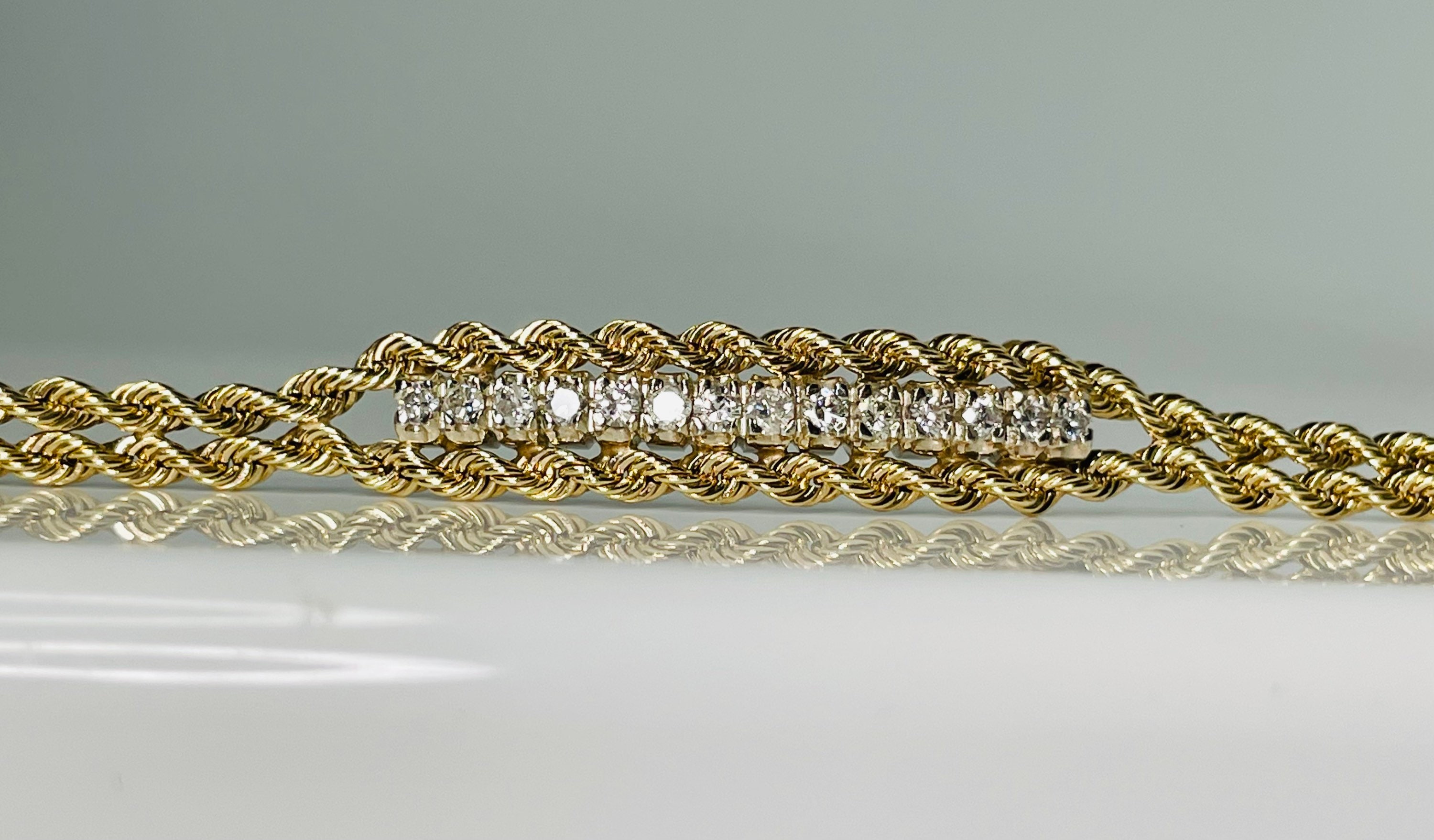 Diamond and Double-Rope Gold Bracelet — Wooldridge Jewelers