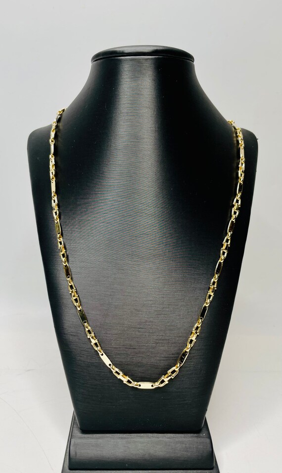 14k Solid 2 tone Gold Anchor Mariner Bullet Link Chai… Gem