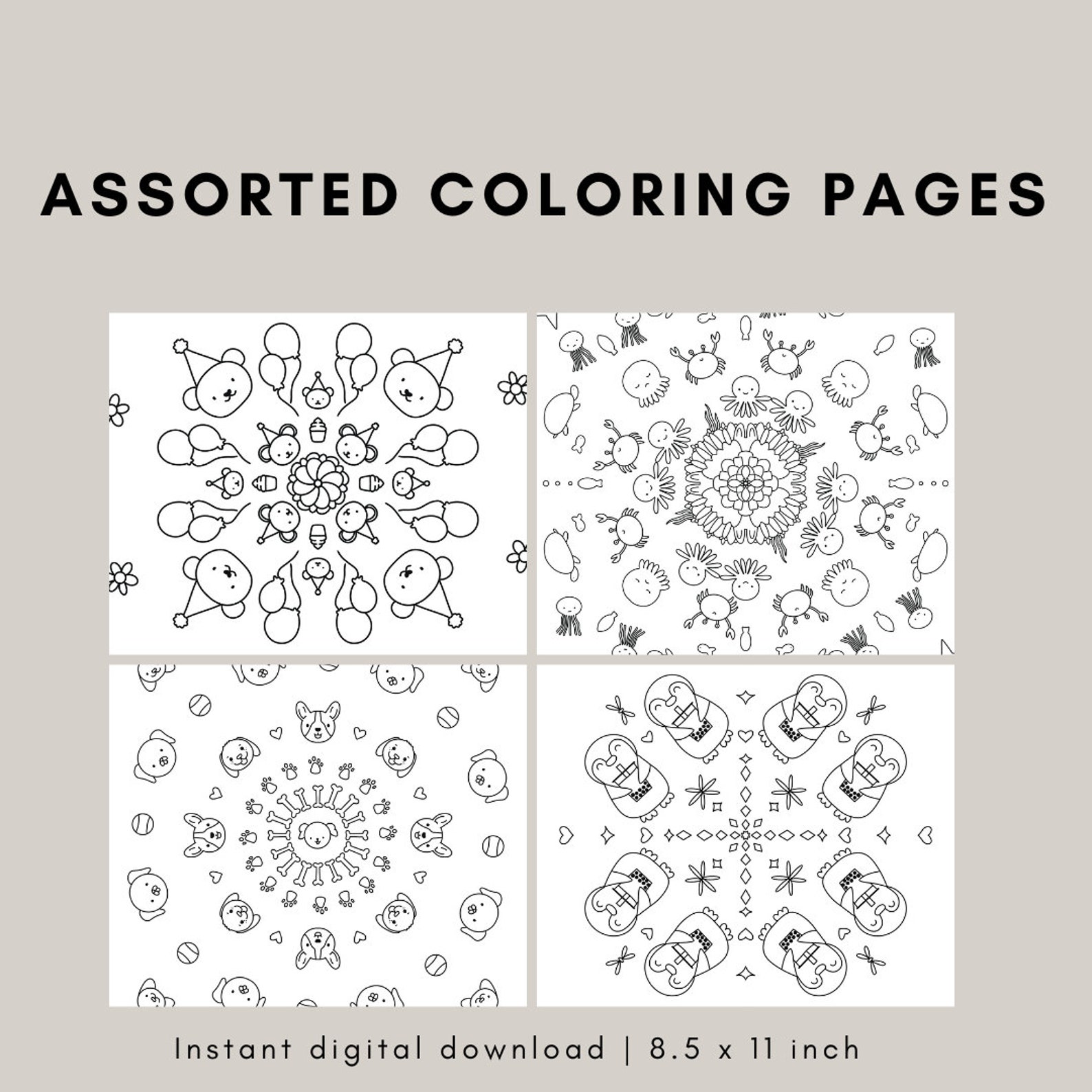 Animal Themed Coloring Pages Adult and Children Coloring Pages ...