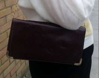 Brown Clutch Bag with Chain Shoulder Bag