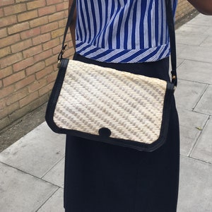 Raffia and Leather Crossbody Bag - Made in Italy - Vintage