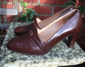 Brown Leather Shoes by La.Bi.Bi.Si - Made in Italy - size 36.5 - heel 3 inches