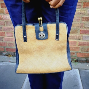 Raffia and Leather Handbag MADE IN ITALY