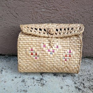 Raffia Crossbody Clutch with Colour Woven Inserts