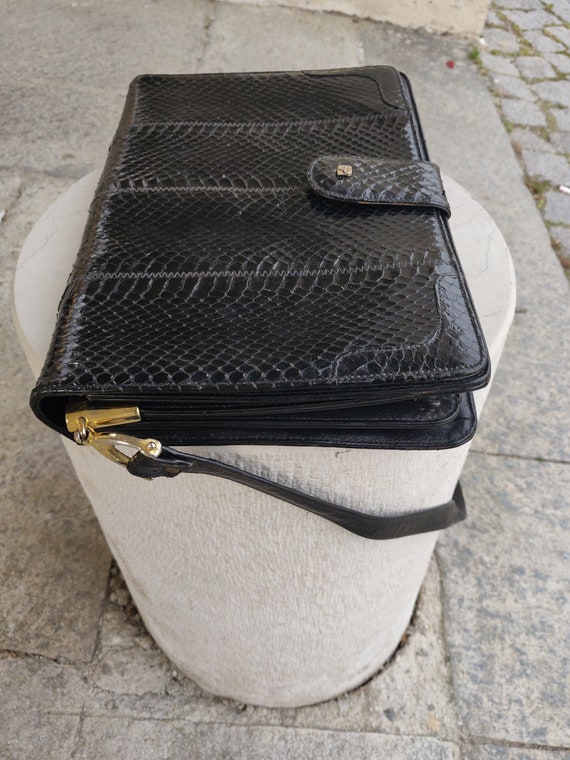 Black Python Cross Body Bag - image 5