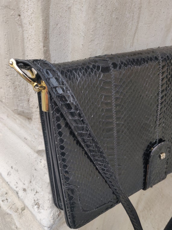 Black Python Cross Body Bag - image 6