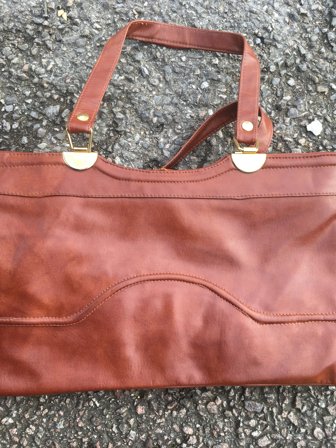 Tan Leather Shoulder Bag With Gold Hardware Details Etsy