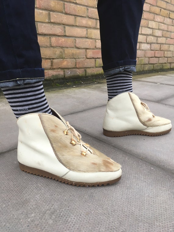 NOS Originele Witte VTG 50s Laarzen met bont Wandelschoenen - Etsy Nederland