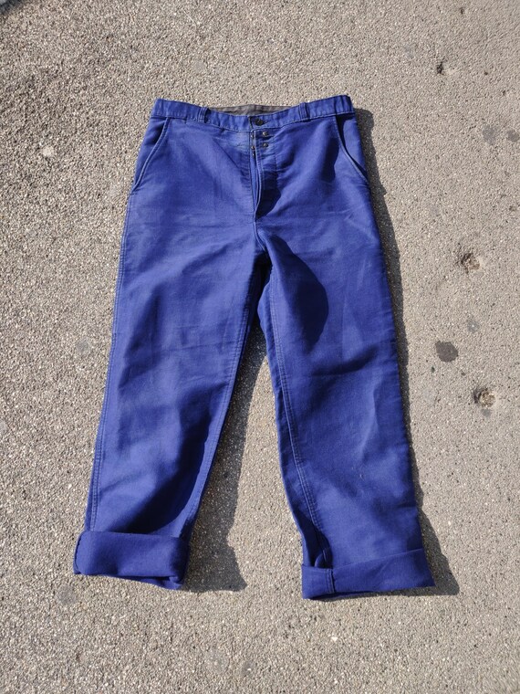 Original Vintage 60s French Moleskine Trousers Pants W31 Workwear