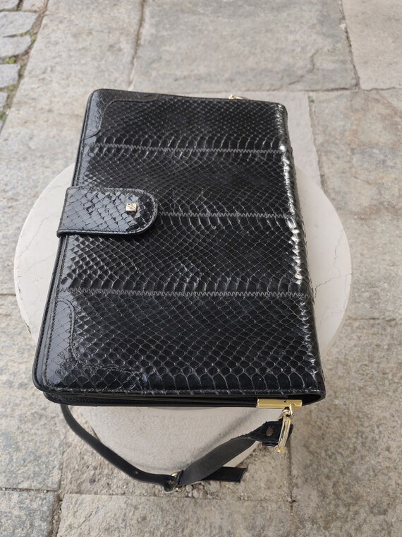 Black Python Cross Body Bag - image 4