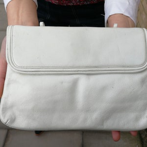 White Make up Bag- Purse in White Leather