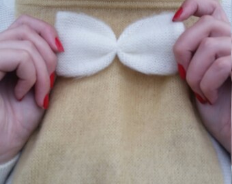 Beige White Bow Jumper