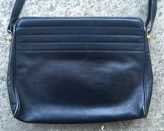 Classic Vintage Crossbody Bag Navy Blue Made In Italy