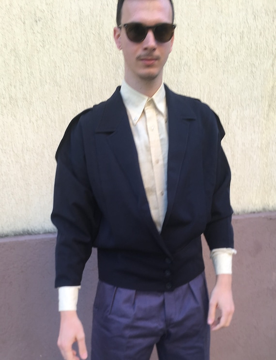 Blue Pure Cotton Unique Tailor-made Jacket Italian Fashion 