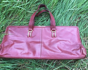 Leather red-brown bag by Licci - Made in Italy - Original Vintage