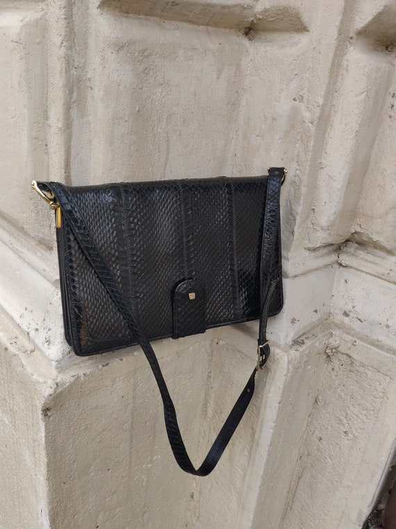 Black Python Cross Body Bag - image 2