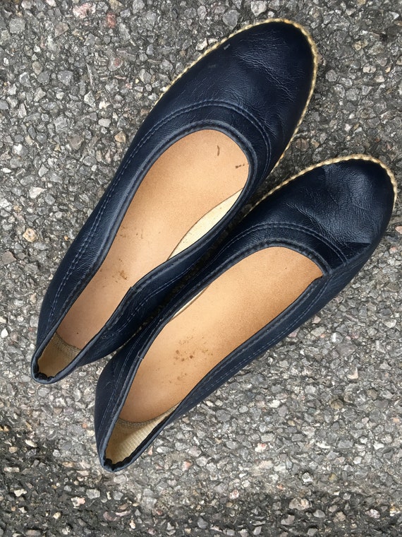 Real Vintage Flat Rockabilly Ballerina Navy Blue … - image 8