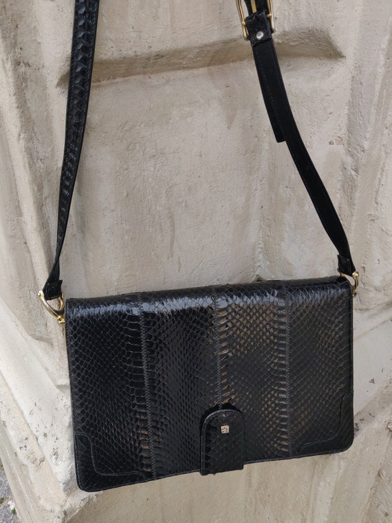 Black Python Cross Body Bag - image 3
