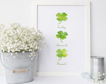 St. Patrick's Day Kleeblatt Druck: Lucky Charmed Blessed (Digitaler Download)