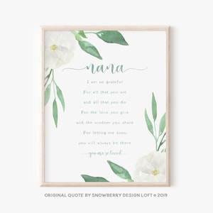 Instant Download Nana Quote afdrukbaar, gedicht van kleinkind, zinvol verjaardagscadeau, alternatief Moederdagkaart, oprecht gezegde